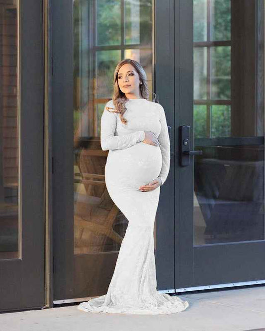 Seraphina's Lace Trailing Maternity Gown — Image 2 | TG Clothing Co. LLC