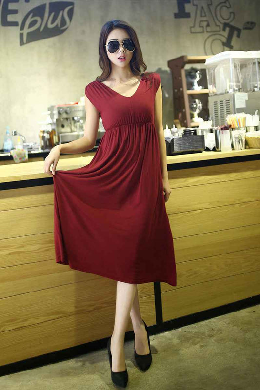 Dahlia's Stretch Modal V-Neck Photoshoot Dress — Image 2 | TG Clothing Co. LLC