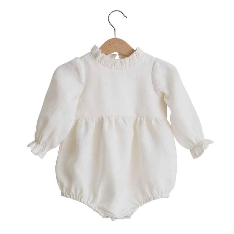 Ingrid's Long Sleeve Cotton Linen Newborn Romper — Image 6 | TG Clothing Co. LLC