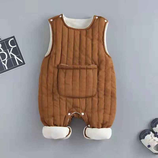 Clara's Autumn Winter Fleece-Lined Quilted Newborn Overalls