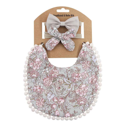 Quinby's Floral Bib & Headband Set | Baby Accessories, baby bib headband set - view 7 | TG Clothing Co. LLC