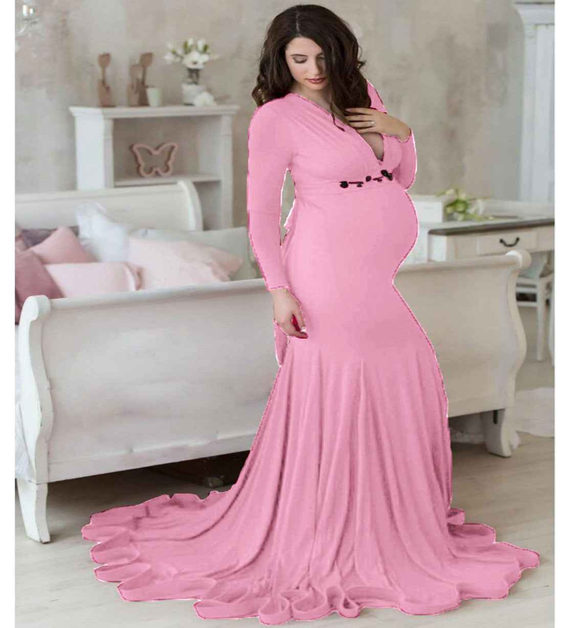 Isadora's V-Neck Mop Long Dress — Image 4 | TG Clothing Co. LLC