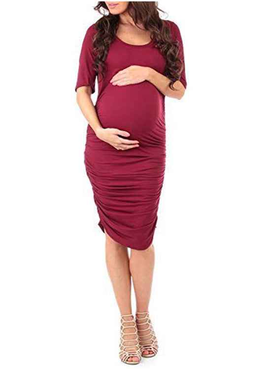Garnet's Round Neck Hip-Hugging Maternity Dress — Image 7 | TG Clothing Co. LLC