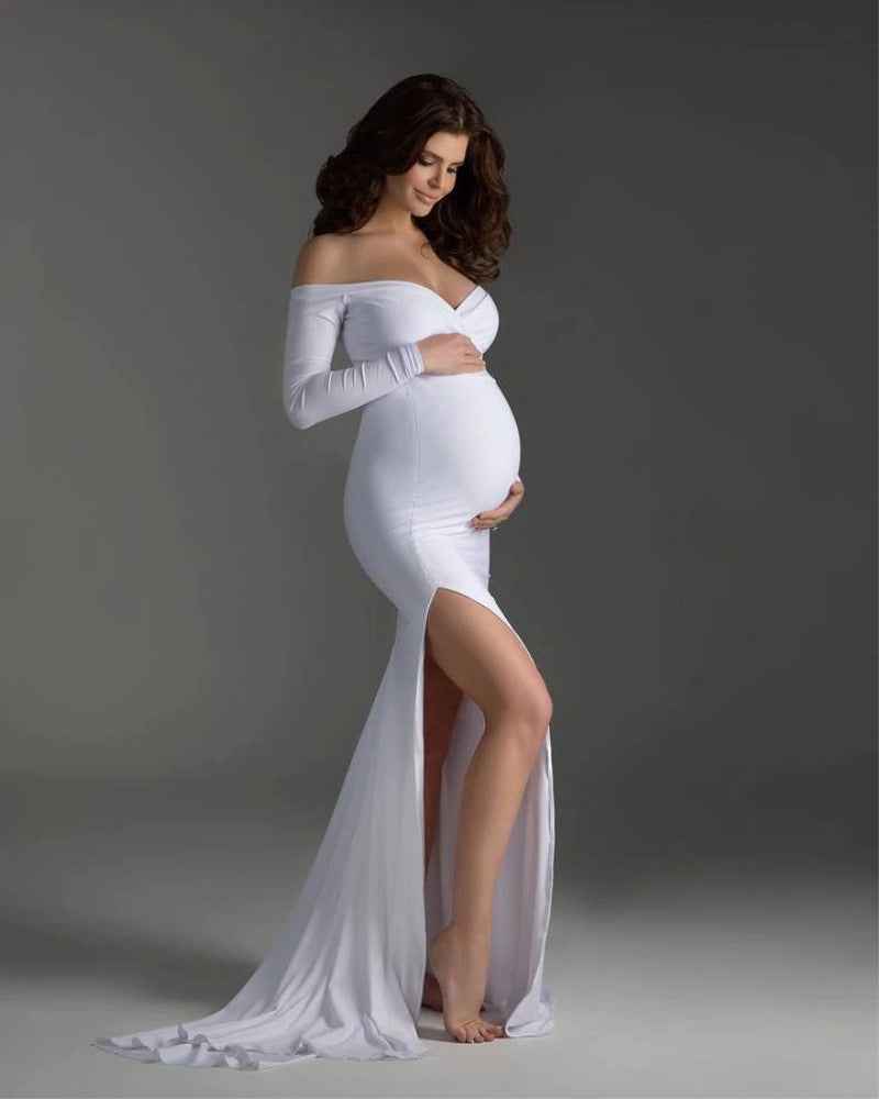 Adeline's V-Neck Slit Tail Photoshoot Dress — Image 4 | TG Clothing Co. LLC