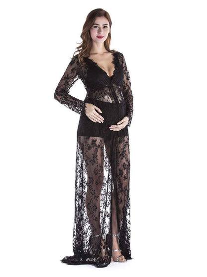 Sable's Long Sleeve Lace Maxi Dress | Maternity Dress, lace maternity maxi dress - view 4 | TG Clothing Co. LLC