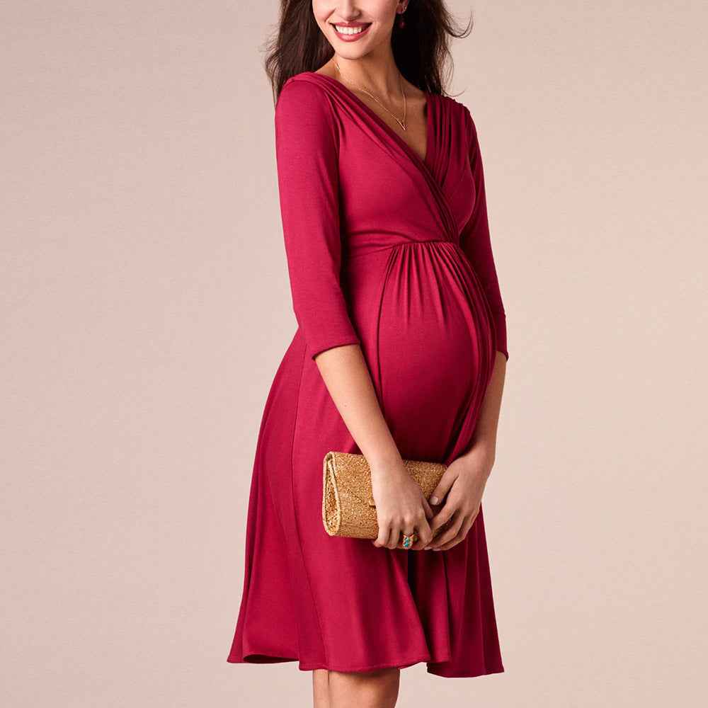 Rosette's Deep V-Neck Party Maternity Dress — Image 9 | TG Clothing Co. LLC