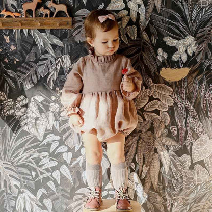 Ingrid's Long Sleeve Cotton Linen Newborn Romper | Baby Clothing, baby boutique | TG Clothing Co. LLC