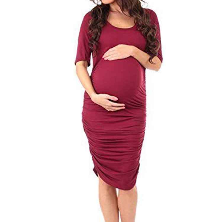 Garnet's Round Neck Hip-Hugging Maternity Dress — Image 2 | TG Clothing Co. LLC