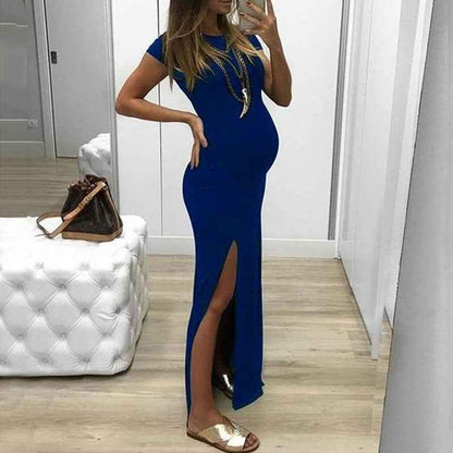 Cori's Retro Slit Maternity Dress | Maternity Dress, bump friendly dress - view 3 | TG Clothing Co. LLC