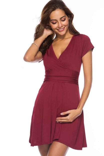 Bria's V-Neck Maternity Dress | Maternity Dress, bump flattering dress - view 14 | TG Clothing Co. LLC