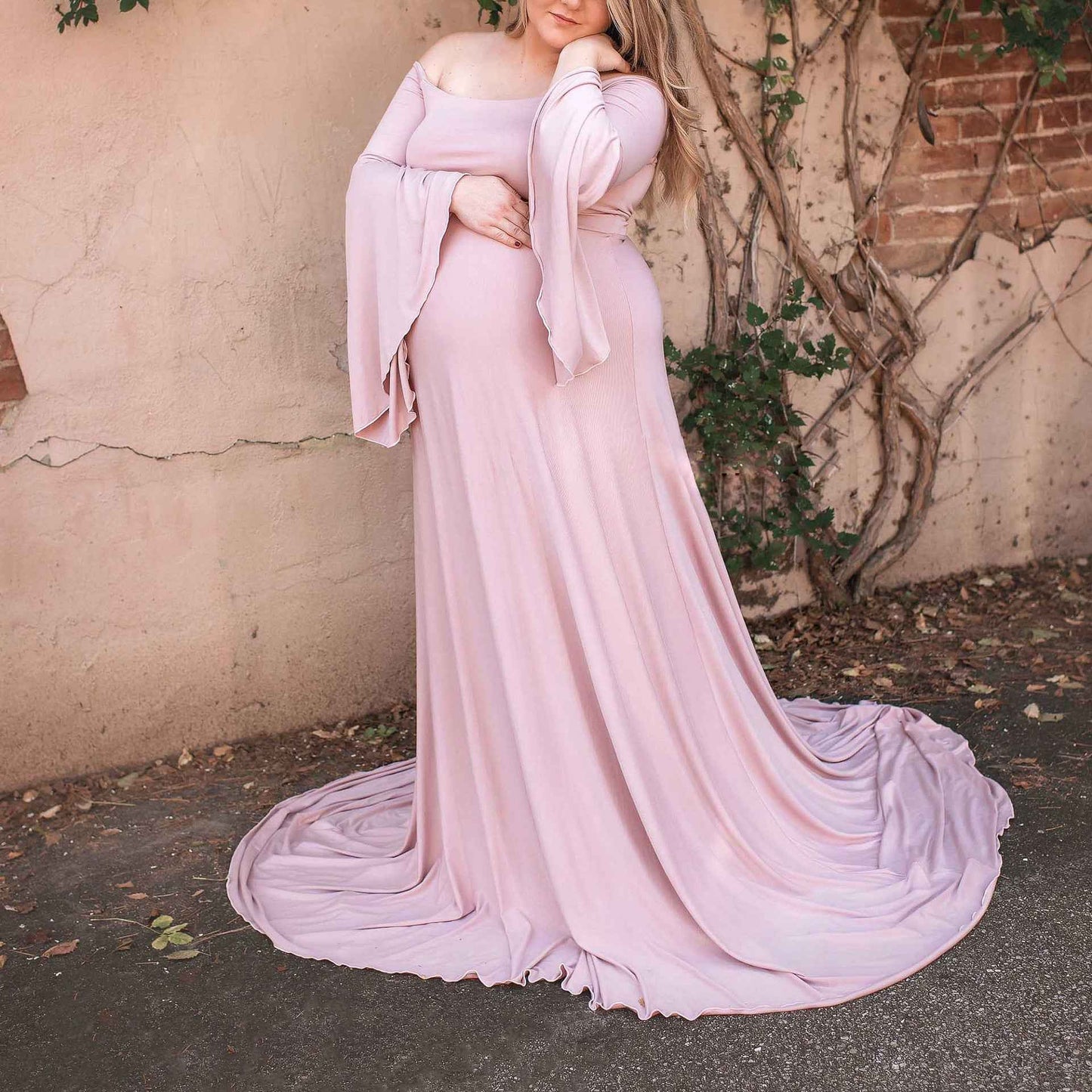 Elle's Off-Shoulder Floor-Length Maternity Dress — Image 4 | TG Clothing Co. LLC