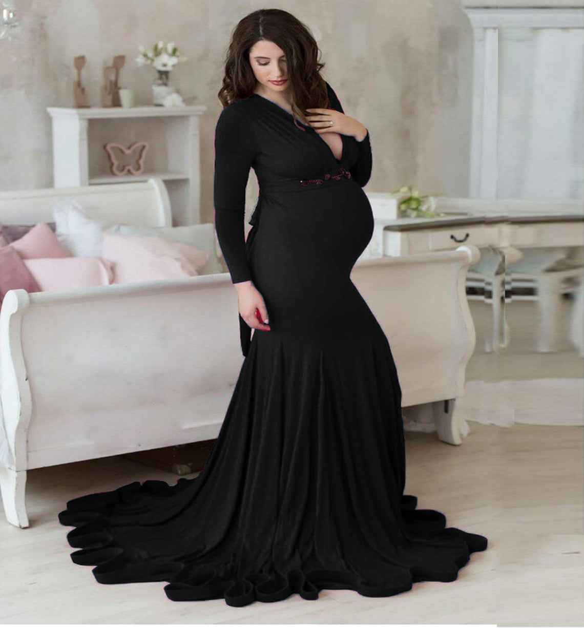 Isadora's V-Neck Mop Long Dress — Image 2 | TG Clothing Co. LLC