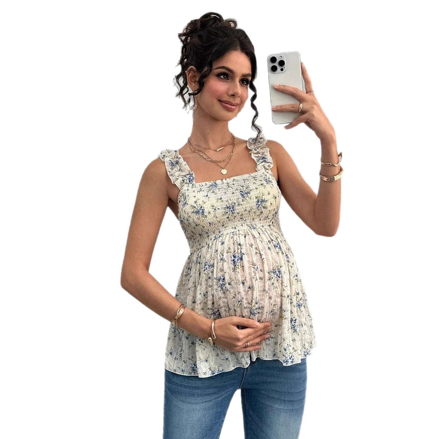 Sable's Printed Halter Maternity Top