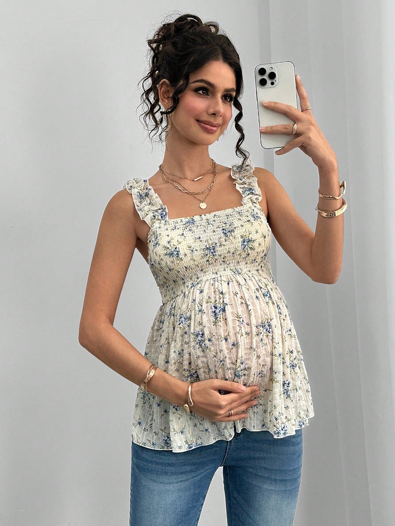 Sable's Printed Halter Maternity Top
