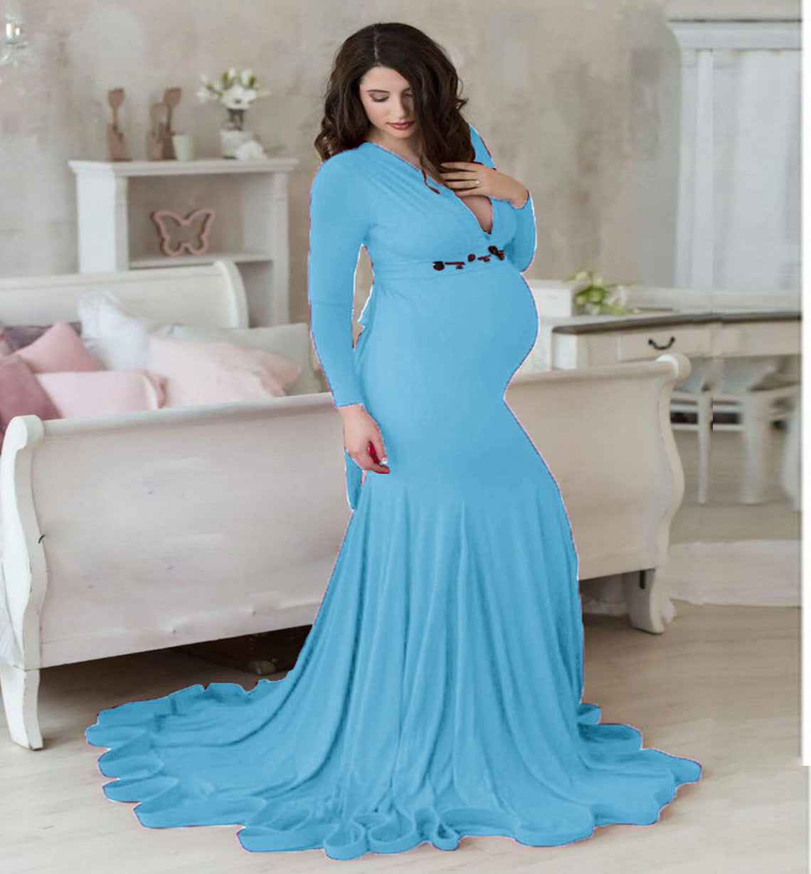 Isadora's V-Neck Mop Long Dress — Image 3 | TG Clothing Co. LLC