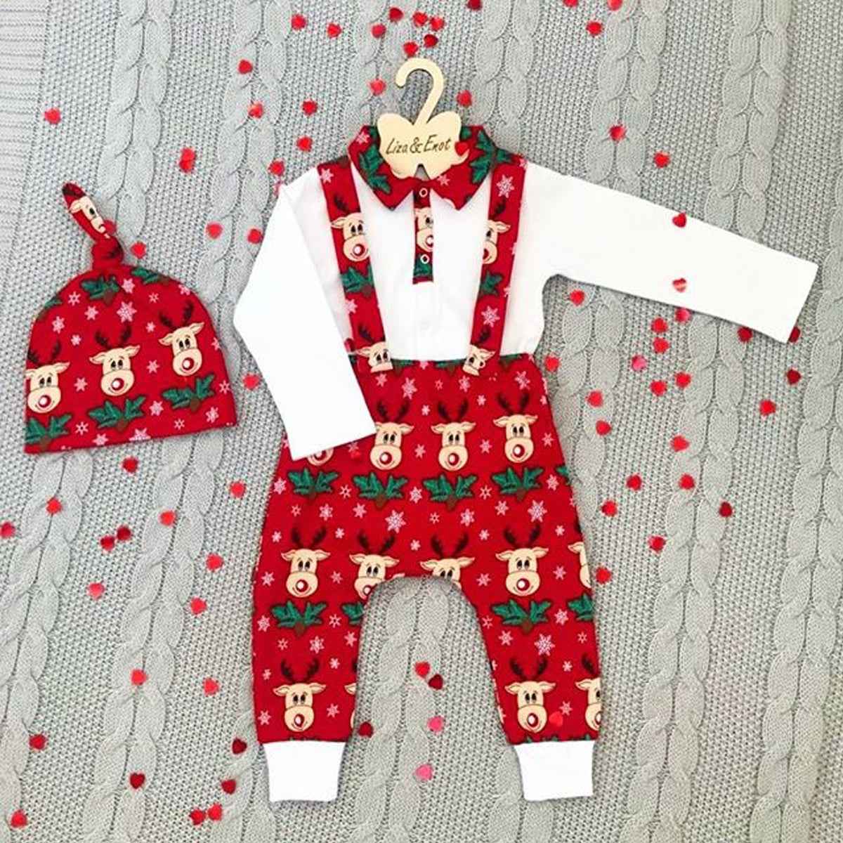Diana's 3-Piece Newborn Baby Tops Romper Elk Pants Hat Set — Image 3 | TG Clothing Co. LLC