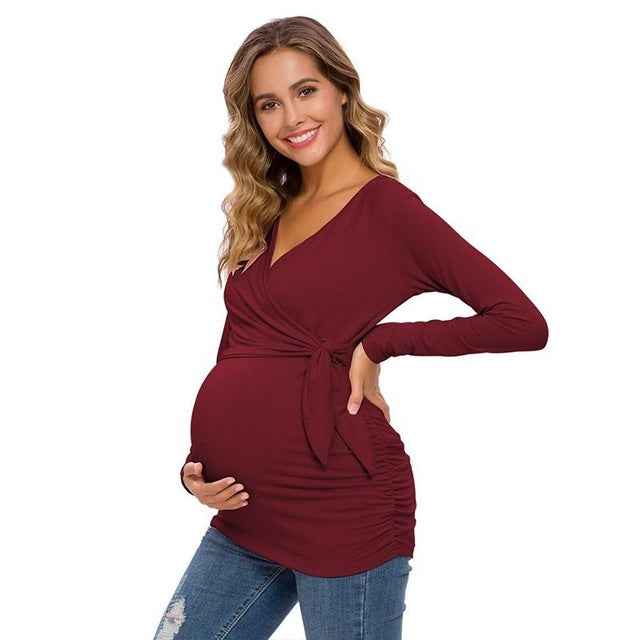 Gwen's Long Sleeve V-Neck Maternity Blouse — Image 14 | TG Clothing Co. LLC