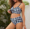 Katia's Plaid High-Waist Split Swimsuit | Maternity Swimsuit, baby shower gift | TG Clothing Co. LLC