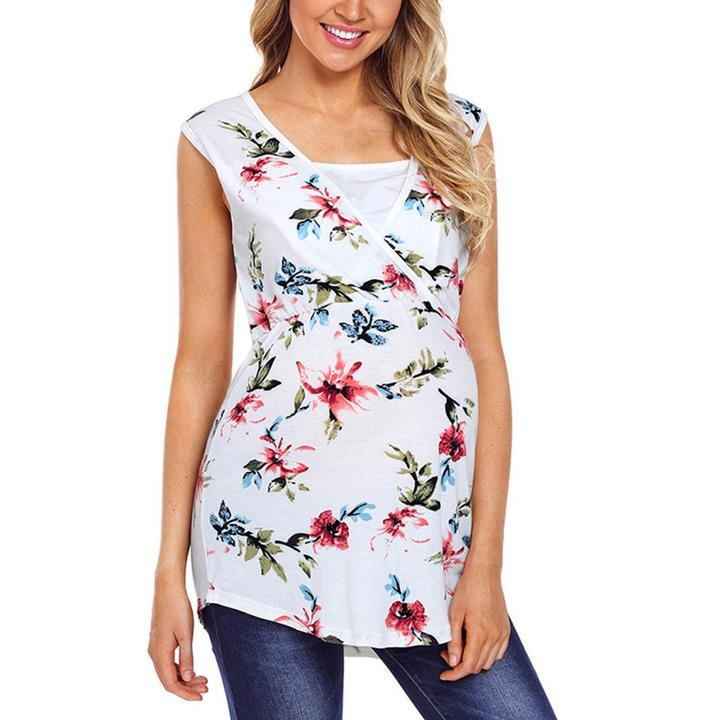 Marigold's Floral Print Maternity Vest Top — Image 1 | TG Clothing Co. LLC