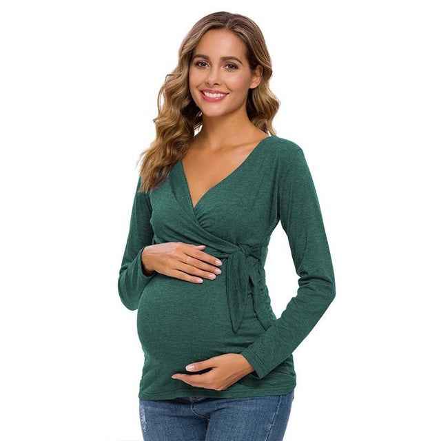 Gwen's Long Sleeve V-Neck Maternity Blouse — Image 2 | TG Clothing Co. LLC