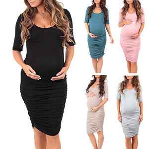 Garnet's Round Neck Hip-Hugging Maternity Dress — Image 1 | TG Clothing Co. LLC