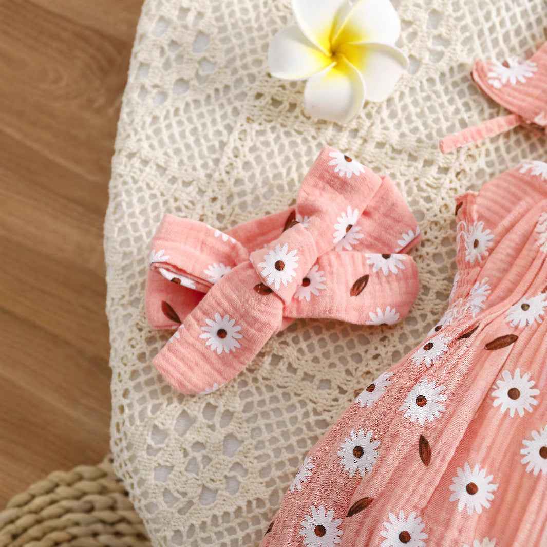 Ruby's Bow Flower Print Short Sleeve Baby Girl Romper — Image 4 | TG Clothing Co. LLC