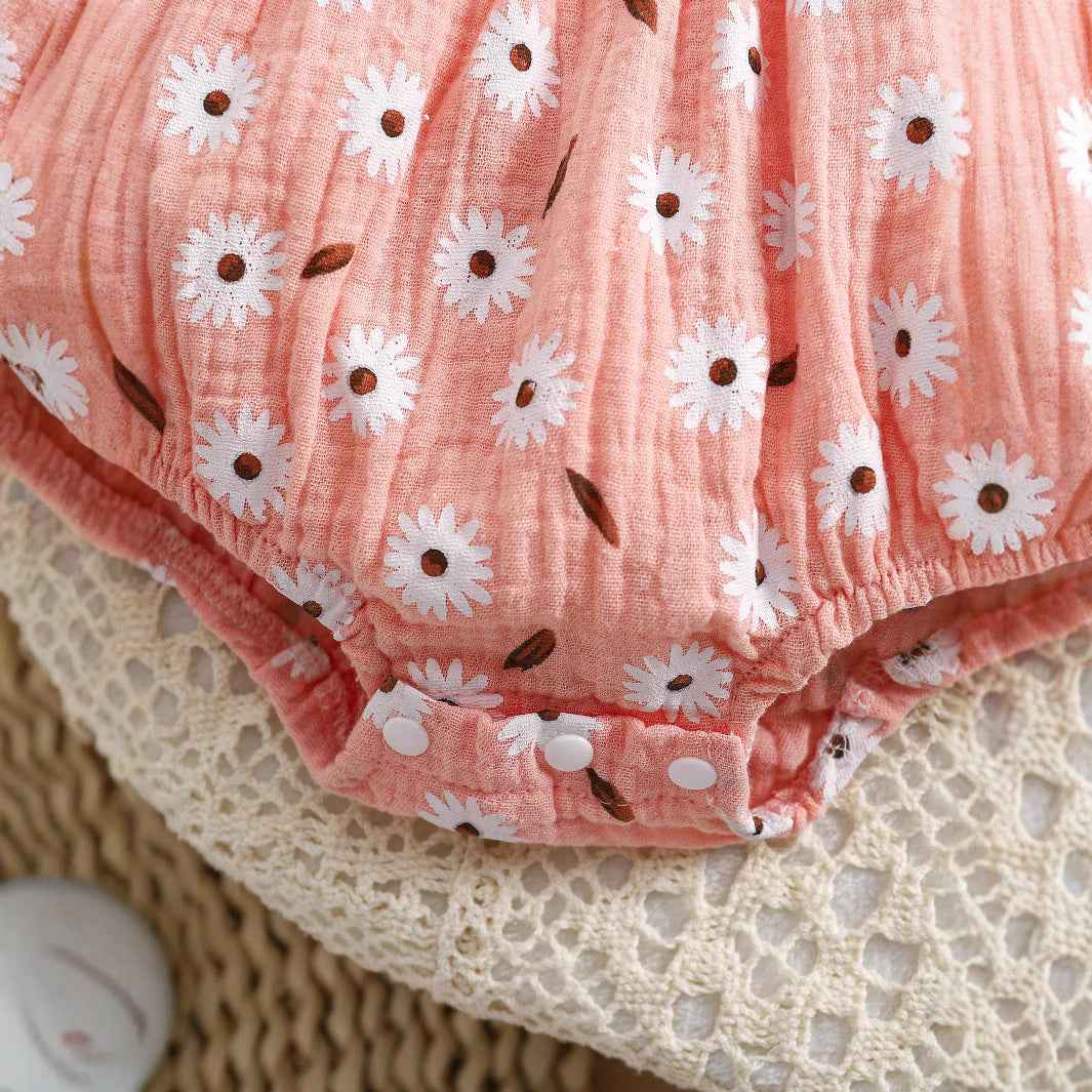 Ruby's Bow Flower Print Short Sleeve Baby Girl Romper — Image 5 | TG Clothing Co. LLC