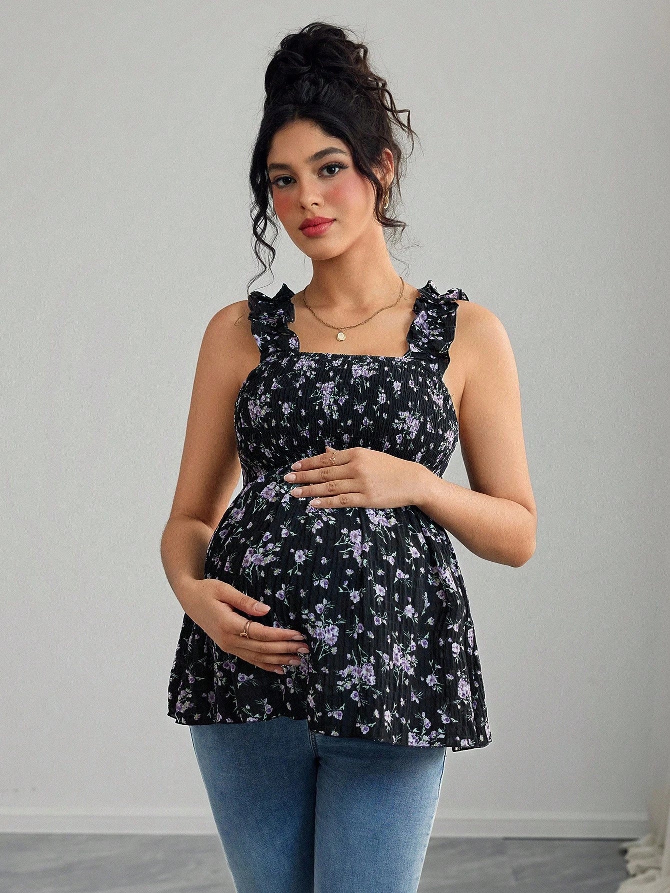 Sable's Printed Halter Maternity Top