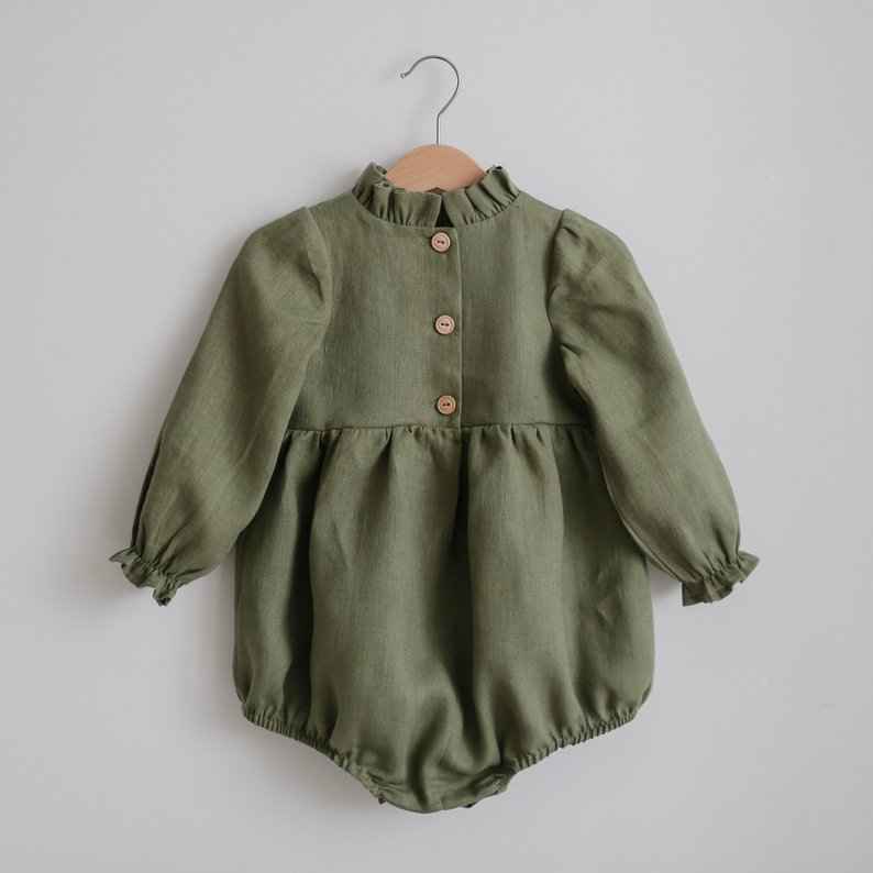 Ingrid's Long Sleeve Cotton Linen Newborn Romper — Image 4 | TG Clothing Co. LLC
