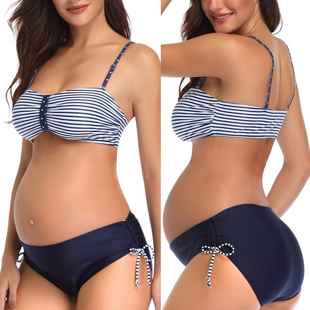 Bri's Printed Stripe Maternity Swimsuit