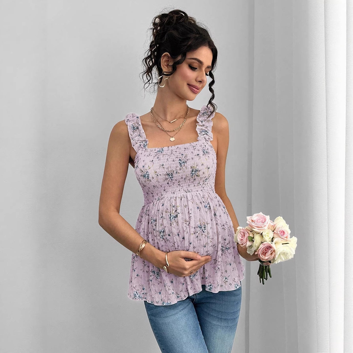 Sable's Printed Halter Maternity Top