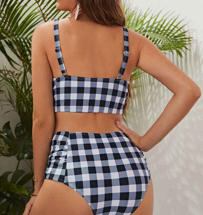 Katia's Plaid High-Waist Split Swimsuit | Maternity Swimsuit, baby shower gift - view 4 | TG Clothing Co. LLC