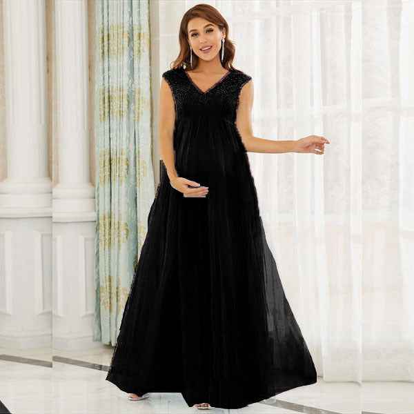 Thalia's Sleeveless Lace Chiffon Maternity Dress — Image 5 | TG Clothing Co. LLC