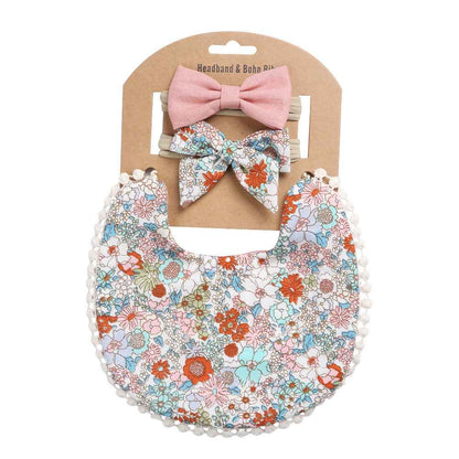 Quinby's Floral Bib & Headband Set | Baby Accessories, baby bib headband set - view 13 | TG Clothing Co. LLC