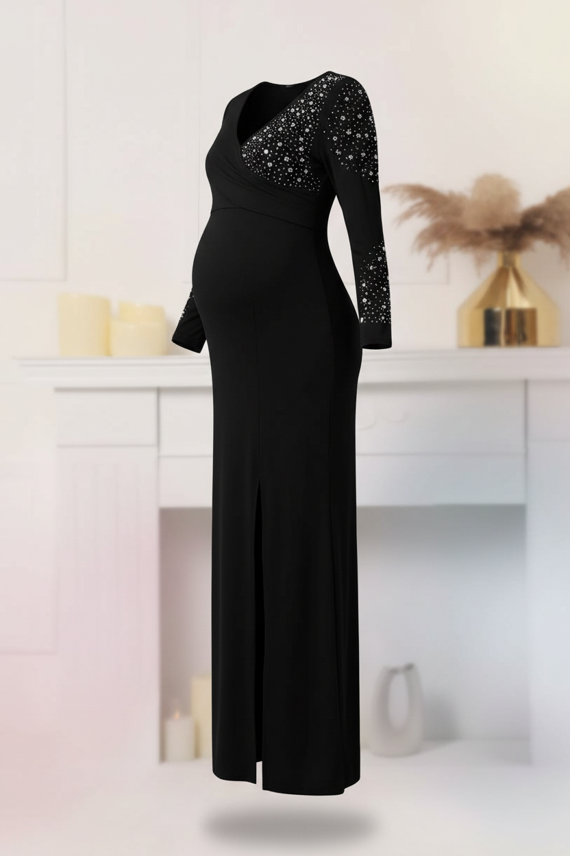 Estelle's Rhinestone V-Neck Photoshoot Dress — Image 7 | TG Clothing Co. LLC