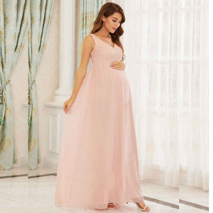 Thalia's Sleeveless Lace Chiffon Maternity Dress | Maternity Dress, baby shower gift - view 4 | TG Clothing Co. LLC