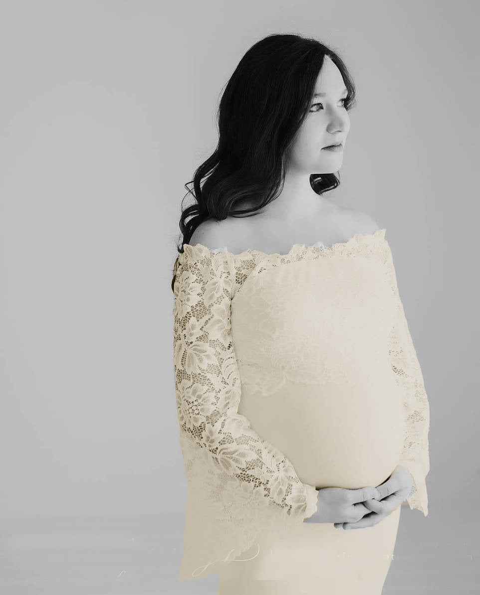 Genevieve's Off-Shoulder Lace Photoshoot Dress — Image 8 | TG Clothing Co. LLC