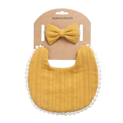 Quinby's Floral Bib & Headband Set | Baby Accessories, baby bib headband set - view 3 | TG Clothing Co. LLC