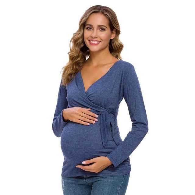 Gwen's Long Sleeve V-Neck Maternity Blouse — Image 9 | TG Clothing Co. LLC