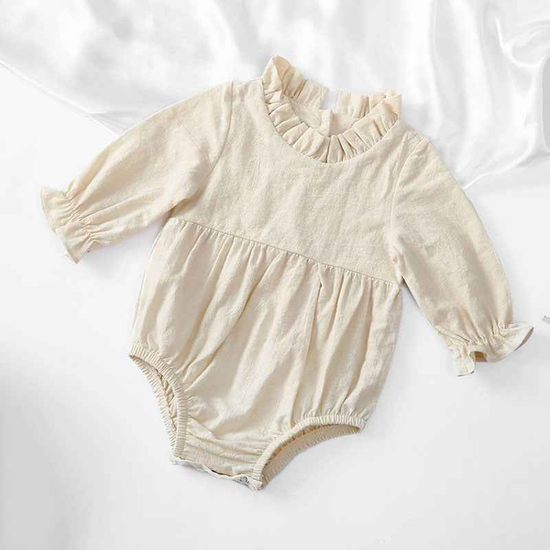 Ingrid's Long Sleeve Cotton Linen Newborn Romper — Image 5 | TG Clothing Co. LLC