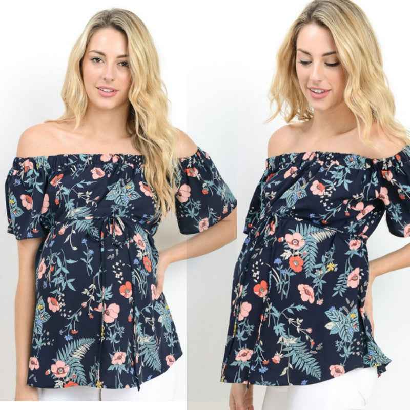 Thea's Printed Lace-Up Maternity Top — Image 1 | TG Clothing Co. LLC