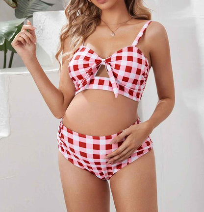 Katia's Plaid High-Waist Split Swimsuit | Maternity Swimsuit, baby shower gift - view 3 | TG Clothing Co. LLC