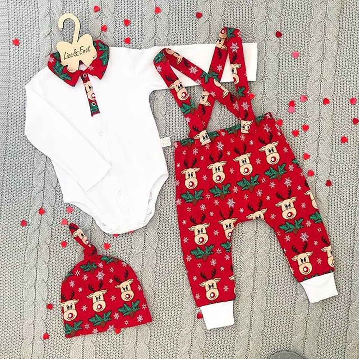 Diana's 3-Piece Newborn Baby Tops Romper Elk Pants Hat Set — Image 1 | TG Clothing Co. LLC