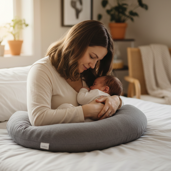 Ilaria's moon nursing pillow – breastfeeding, tummy time & baby comfort demonstration

