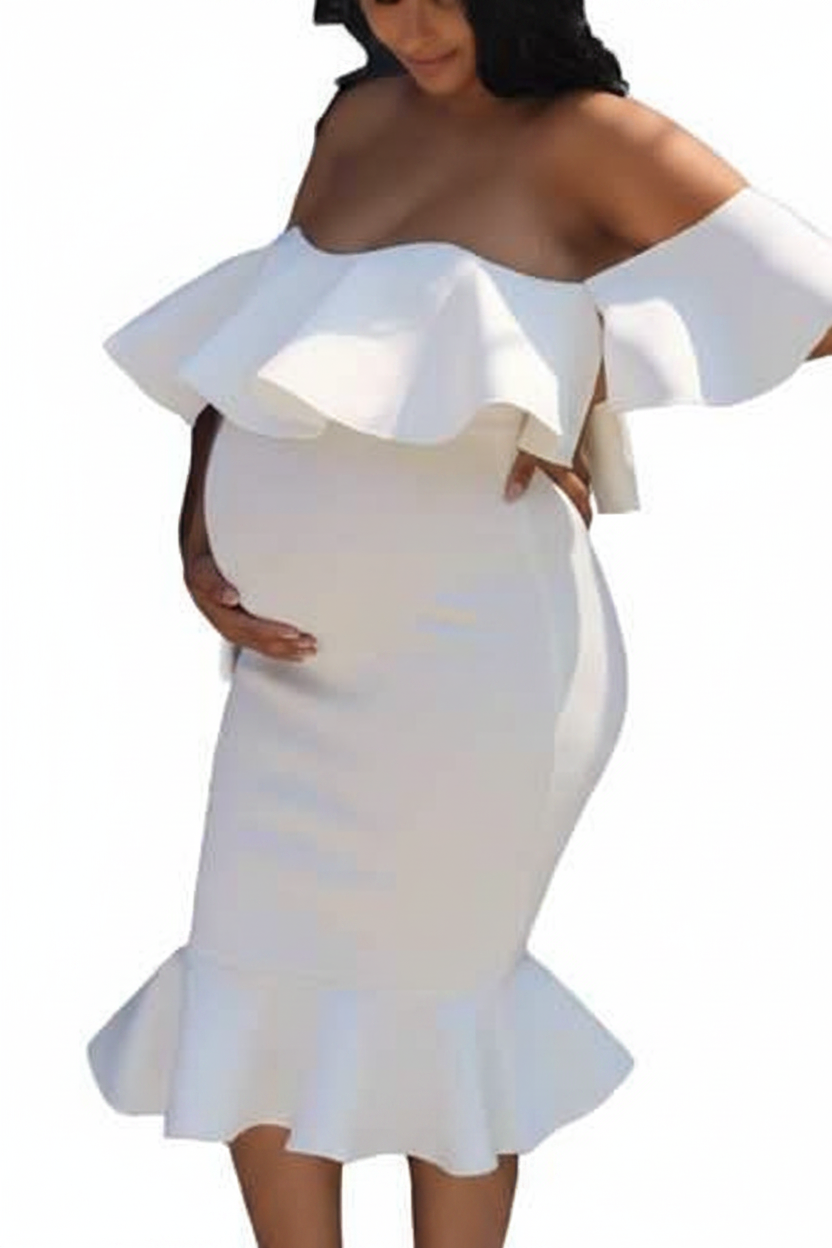 Petra's White Midi Maternity Dress — Image 5 | TG Clothing Co. LLC